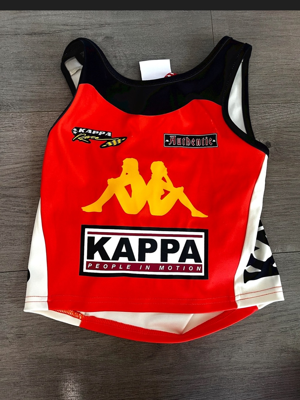 Kappa Red Tank Top with Yellow Logo and Black Trim - Picture 4 of 5